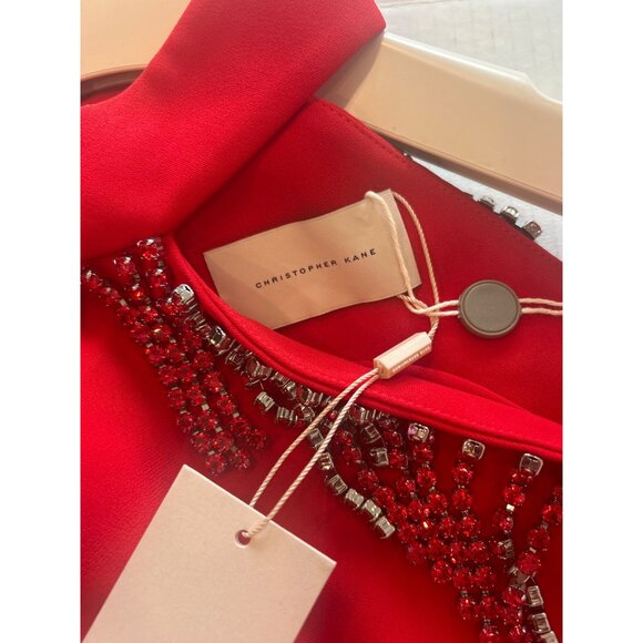 Christopher Kane Crystal-Embellished Crepe Mini Dress Red Size 4 NWT $1,695 - Picture 5 of 7